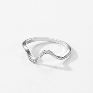 925 Sterling Silver Wave CZ Minimalist Band Ring 70100557 925 Sterling Silver Wave CZ Minimalist Band Ring 70100557