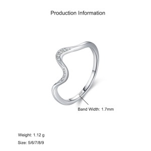 925 Sterling Silver Wave CZ Minimalist Band Ring 70100557 925 Sterling Silver Wave CZ Minimalist Band Ring 70100557