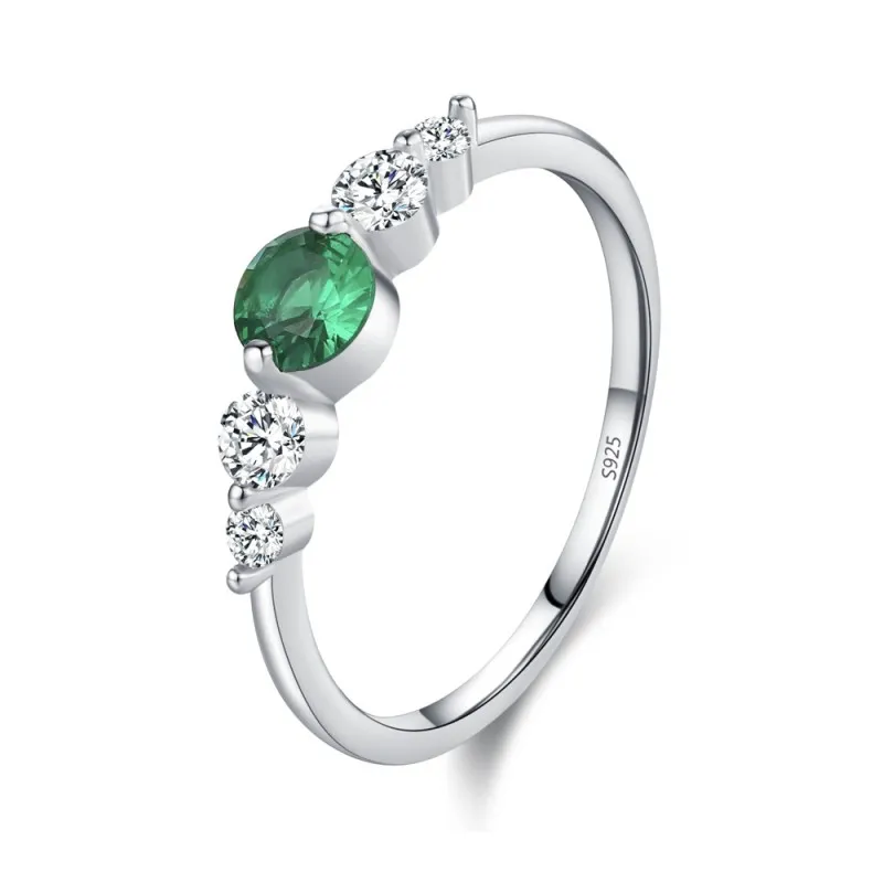 925 Sterling Silver Vintage Round Green CZ Statement Ring 70100559 925 Sterling Silver Vintage Round Green CZ Statement Ring 70100559