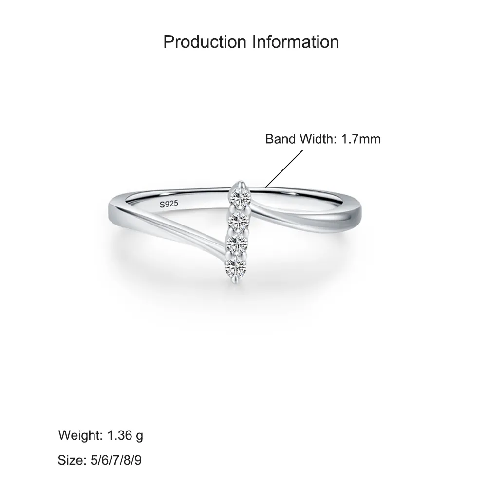 925 Sterling Silver Minimalist Geometric Zircon Ring 70100563 - image2