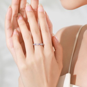 925 Sterling Silver Purple White Zircon Stacking Ring 70100564 925 Sterling Silver Purple White Zircon Stacking Ring 70100564