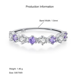925 Sterling Silver Purple White Zircon Stacking Ring 70100564 925 Sterling Silver Purple White Zircon Stacking Ring 70100564