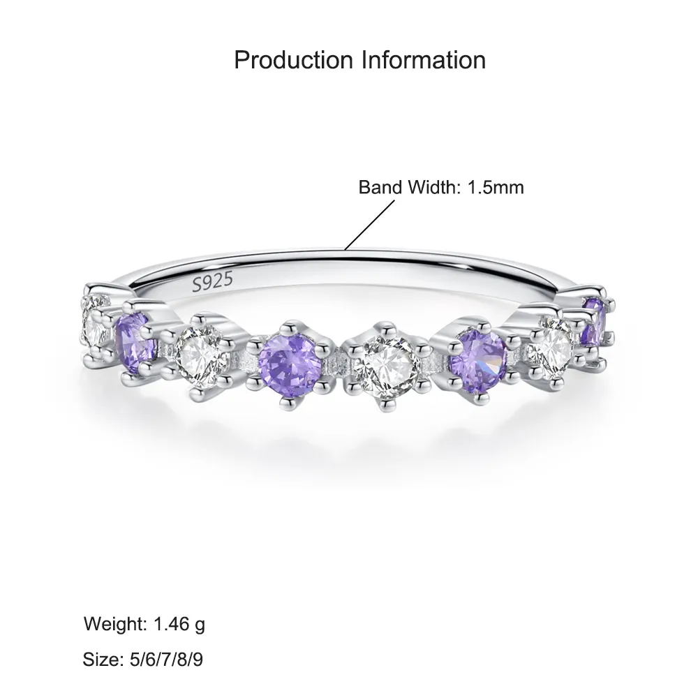 925 Sterling Silver Purple White Zircon Stacking Ring 70100564 - image2