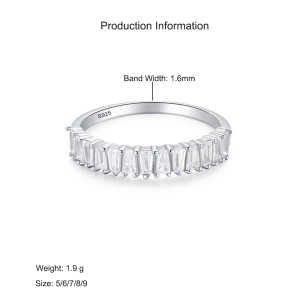 925 Sterling Silver Geometric Baguette Zircon Ring 70100566 925 Sterling Silver Geometric Baguette Zircon Ring 70100566