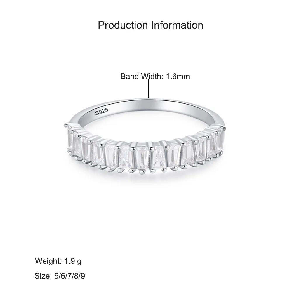 925 Sterling Silver Geometric Baguette Zircon Ring 70100566 - image2