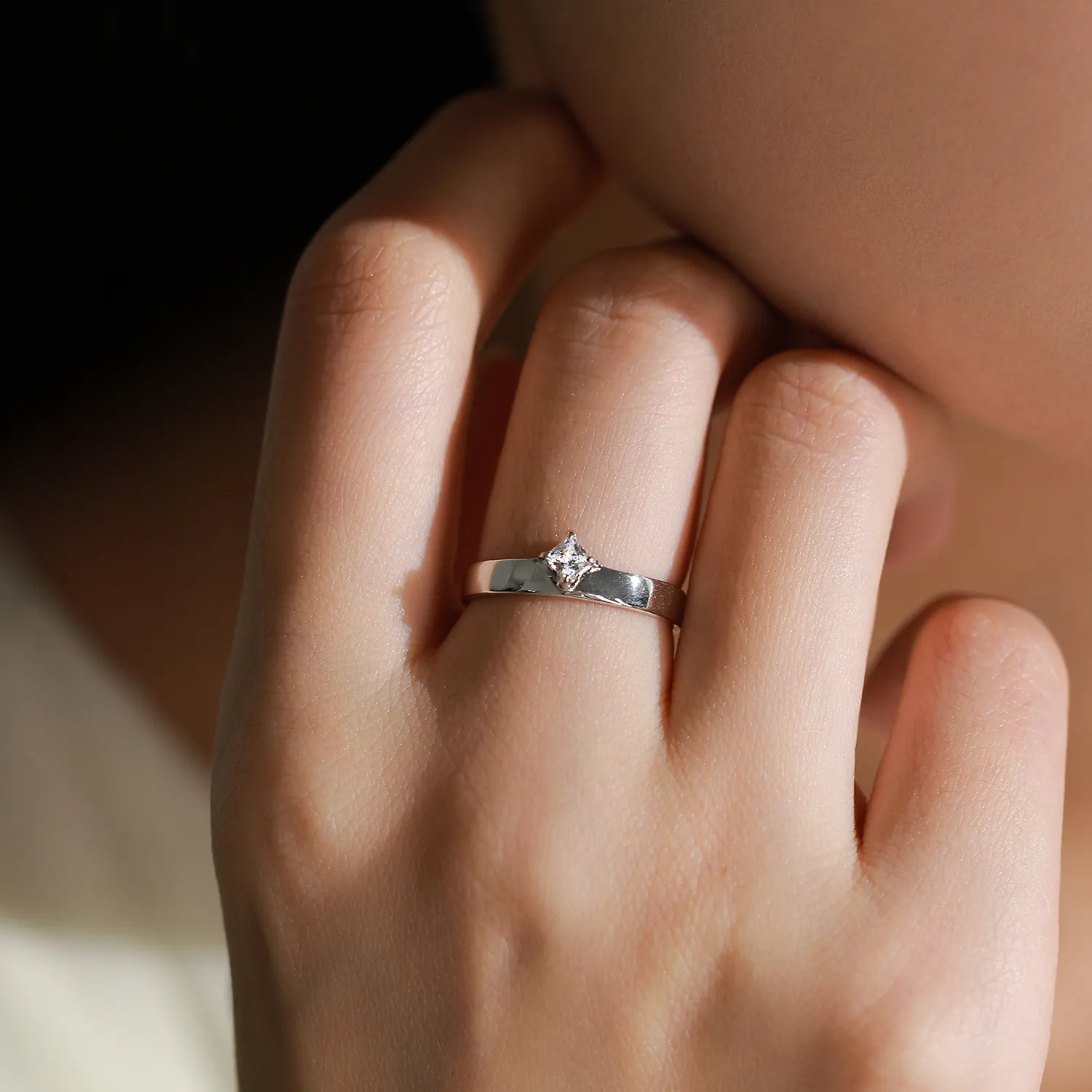 925 Sterling Silver Square Star Zircon Solitaire Ring 70100568 - image1