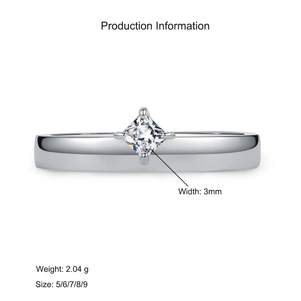 925 Sterling Silver Square Star Zircon Solitaire Ring 70100568 - image2