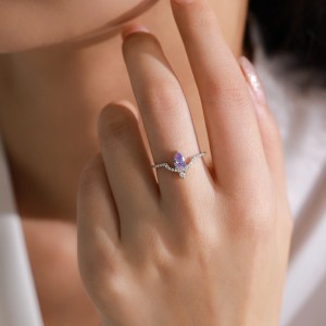 925 Sterling Silver Teardrop Gemstone Zircon Ring 70100570 925 Sterling Silver Teardrop Gemstone Zircon Ring 70100570