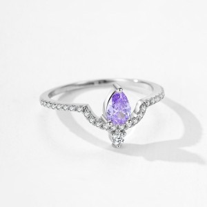 925 Sterling Silver Teardrop Gemstone Zircon Ring 70100570 925 Sterling Silver Teardrop Gemstone Zircon Ring 70100570