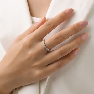 925 Sterling Silver Crossover Micro Pave Zircon Ring 70100571 925 Sterling Silver Crossover Micro Pave Zircon Ring 70100571