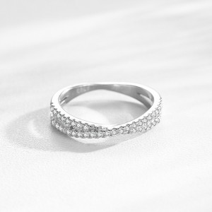 925 Sterling Silver Crossover Micro Pave Zircon Ring 70100571 925 Sterling Silver Crossover Micro Pave Zircon Ring 70100571