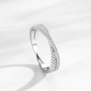 925 Sterling Silver Crossover Micro Pave Zircon Ring 70100571 925 Sterling Silver Crossover Micro Pave Zircon Ring 70100571