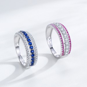 925 Sterling Silver Triple Row Zircon Ring 70100572 925 Sterling Silver Triple Row Zircon Ring 70100572