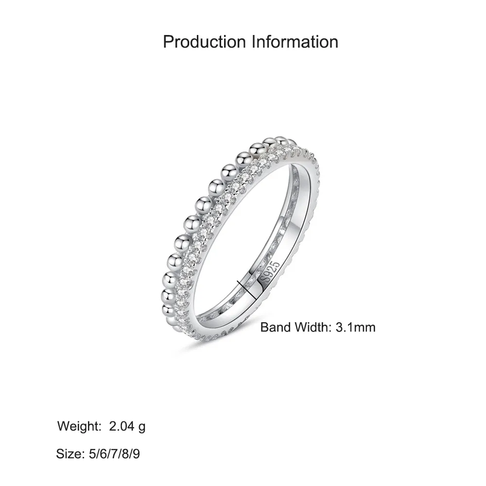 925 Sterling Silver Beaded Bubble Zircon Ring 70100574 - image2