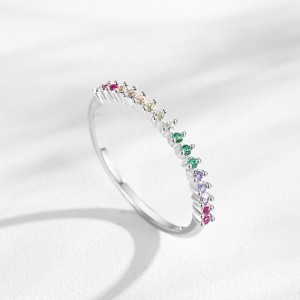 925 Sterling Silver Rainbow Zircon Ring 70100577 925 Sterling Silver Rainbow Zircon Ring 70100577