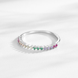 925 Sterling Silver Rainbow Zircon Ring 70100577 925 Sterling Silver Rainbow Zircon Ring 70100577