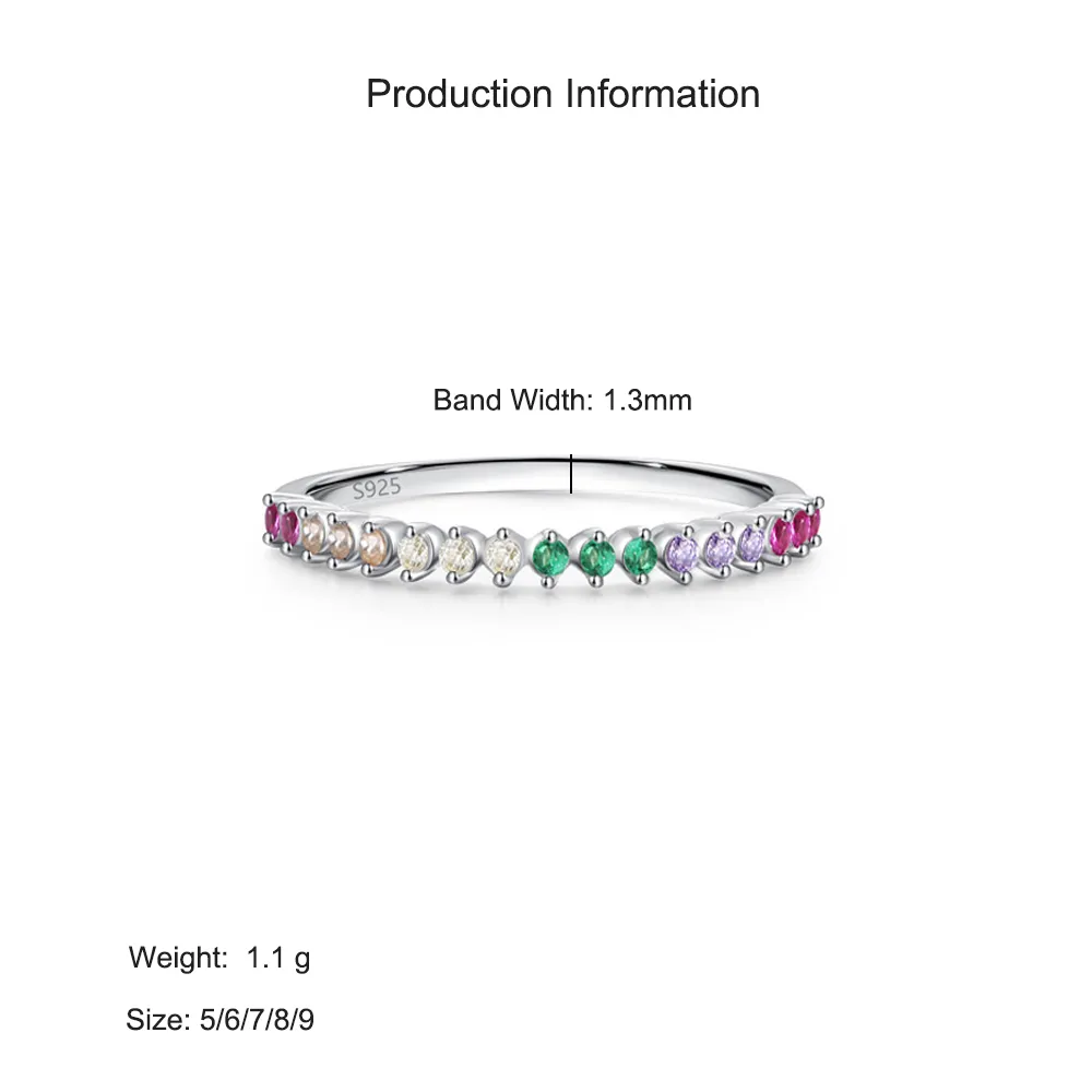 925 Sterling Silver Rainbow Zircon Ring 70100577 - image2