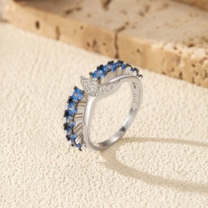 925 Sterling Silver Light Blue Mermaid Tail Ring 70100578