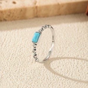 925 Sterling Silver Rectangular Synthetic Turquoise Ring 70100579