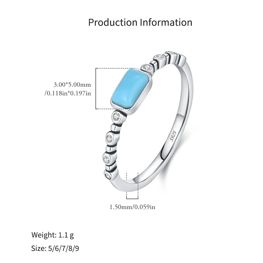 925 Sterling Silver Rectangular Synthetic Turquoise Ring 70100579 - image2