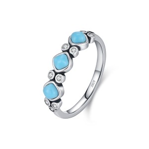 925 Sterling Silver Synthetic Turquoise Stacking Ring 70100580