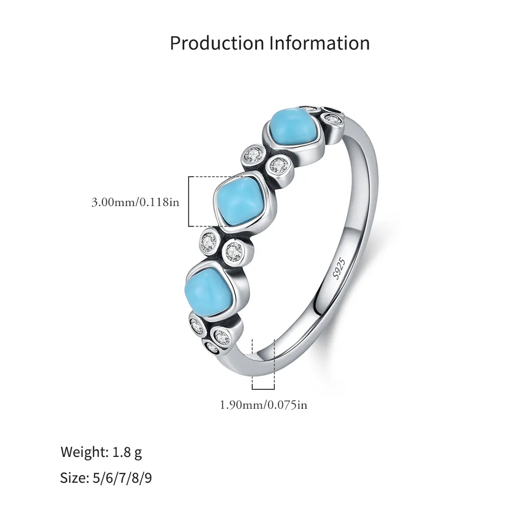 925 Sterling Silver Synthetic Turquoise Stacking Ring 70100580 - image2
