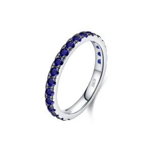 925 Sterling Silver Blue Pave Eternity Ring 70100584