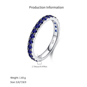 925 Sterling Silver Blue Pave Eternity Ring 70100584