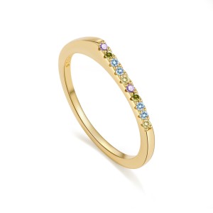 925 Sterling Silver Minimalist Flat-Top Pave Ring 70100586