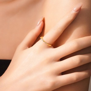 925 Sterling Silver Minimalist Flat-Top Pave Ring 70100586