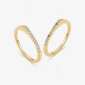 925 Sterling Silver Minimalist Flat-Top Pave Ring 70100586