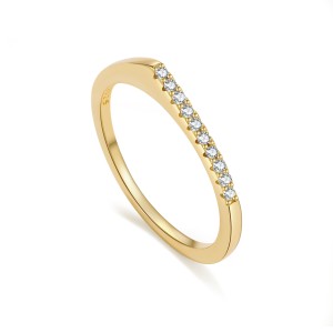 925 Sterling Silver Minimalist Flat-Top Pave Ring 70100586