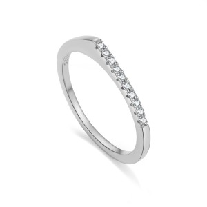 925 Sterling Silver Minimalist Flat-Top Pave Ring 70100586