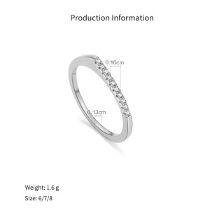 925 Sterling Silver Minimalist Flat-Top Pave Ring 70100586