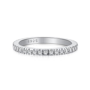 925 Sterling Silver Micro-Pave Zirconia Stacking Band Ring 70100587
