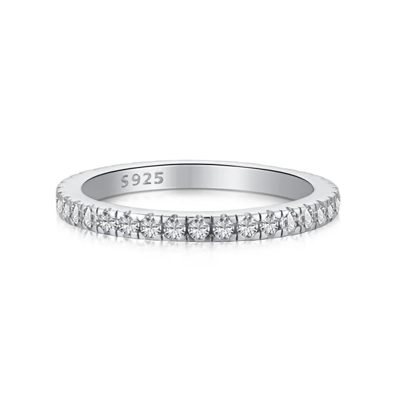 925 Sterling Silver Micro-Pave Zirconia Stacking Band Ring 70100587