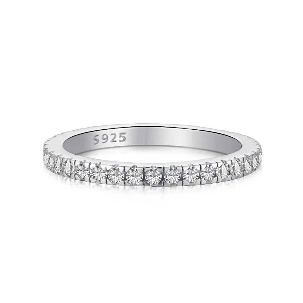 925 Sterling Silver Micro-Pave Zirconia Stacking Band Ring 70100587
