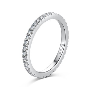 925 Sterling Silver Micro-Pave Zirconia Stacking Band Ring 70100587