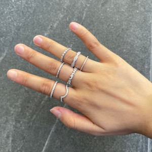 925 Sterling Silver Micro-Pave Zirconia Stacking Band Ring 70100587