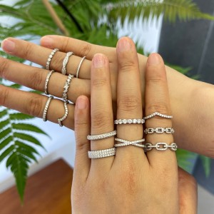 925 Sterling Silver Micro-Pave Zirconia Stacking Band Ring 70100587