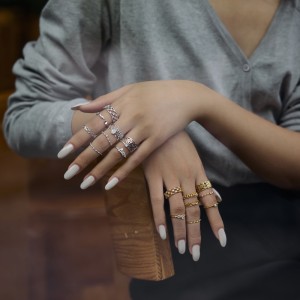 925 Sterling Silver Vintage Lace Stacking Band Ring 70100588