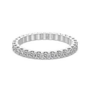 925 Sterling Silver Scalloped Ziirconia Eternity Band Ring 70100589