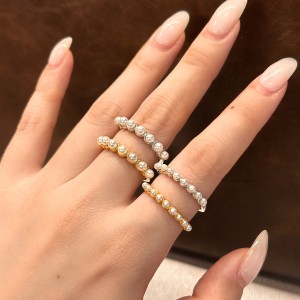 925 Sterling Silver Luminous Pearl Milgrain Band Ring 70100591