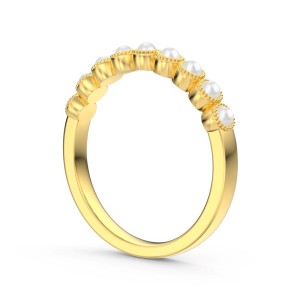 925 Sterling Silver Milgrain Pearl Half-Eternity Band 70100592 925 Sterling Silver Milgrain Pearl Half-Eternity Band 70100592