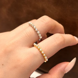 925 Sterling Silver Milgrain Pearl Half-Eternity Band 70100592 925 Sterling Silver Milgrain Pearl Half-Eternity Band 70100592