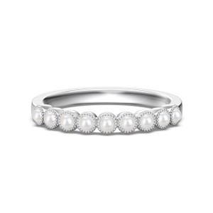 925 Sterling Silver Milgrain Pearl Half-Eternity Band 70100592 925 Sterling Silver Milgrain Pearl Half-Eternity Band 70100592