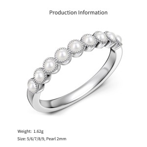925 Sterling Silver Milgrain Pearl Half-Eternity Band 70100592 925 Sterling Silver Milgrain Pearl Half-Eternity Band 70100592