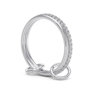 925 Sterling Silver Interlocking Dual Band Pave Ring 70100593 925 Sterling Silver Interlocking Dual Band Pave Ring 70100593