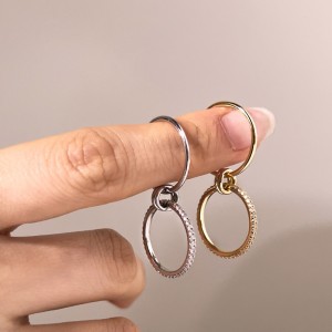 925 Sterling Silver Interlocking Dual Band Pave Ring 70100593 925 Sterling Silver Interlocking Dual Band Pave Ring 70100593