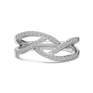 925 Sterling Silver Crisscross Pave Geometric Ring 70100594 925 Sterling Silver Crisscross Pave Geometric Ring 70100594